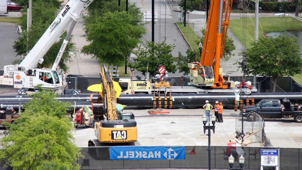 Birds-eye view of construction job site